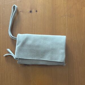 Elegant Suede Tan Wristlet Clutch